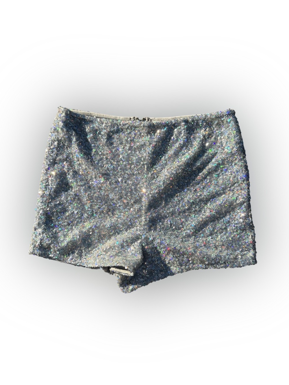 Charlotte Russe Y2K Silver Sequin Mini Shorts